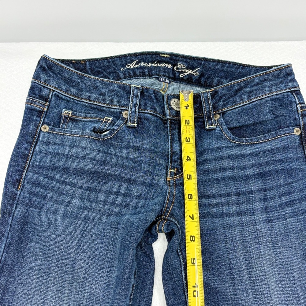 American Eagle Vintage Flare Jeans Dark Wash Low Rise Stretch Size 0 Regular - Picture 4 of 13